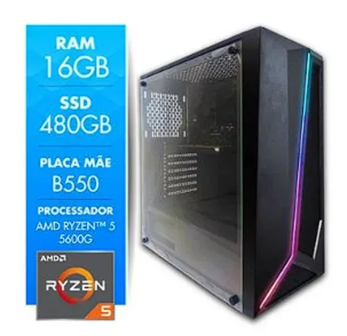 [APP] PC Gamer Certox Stream, AMD Ryzen 5 5600g, 16GB RAM, Radeon Vega 7, SSD 480GB - 1042