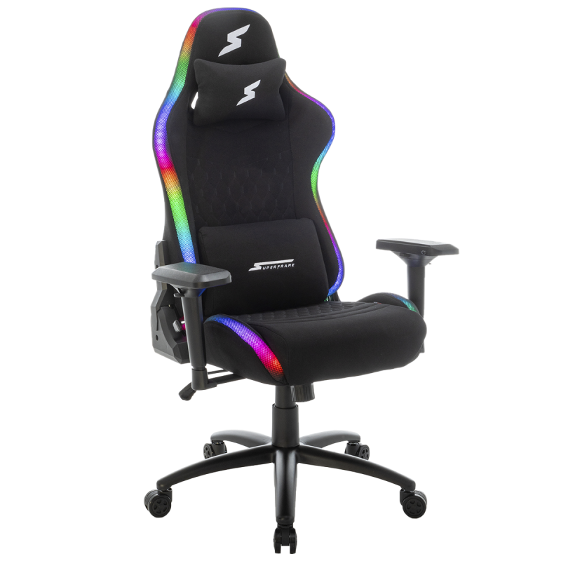 Cadeira Gamer SuperFrame Iris RGB Reclinável Tecido 4D Preta