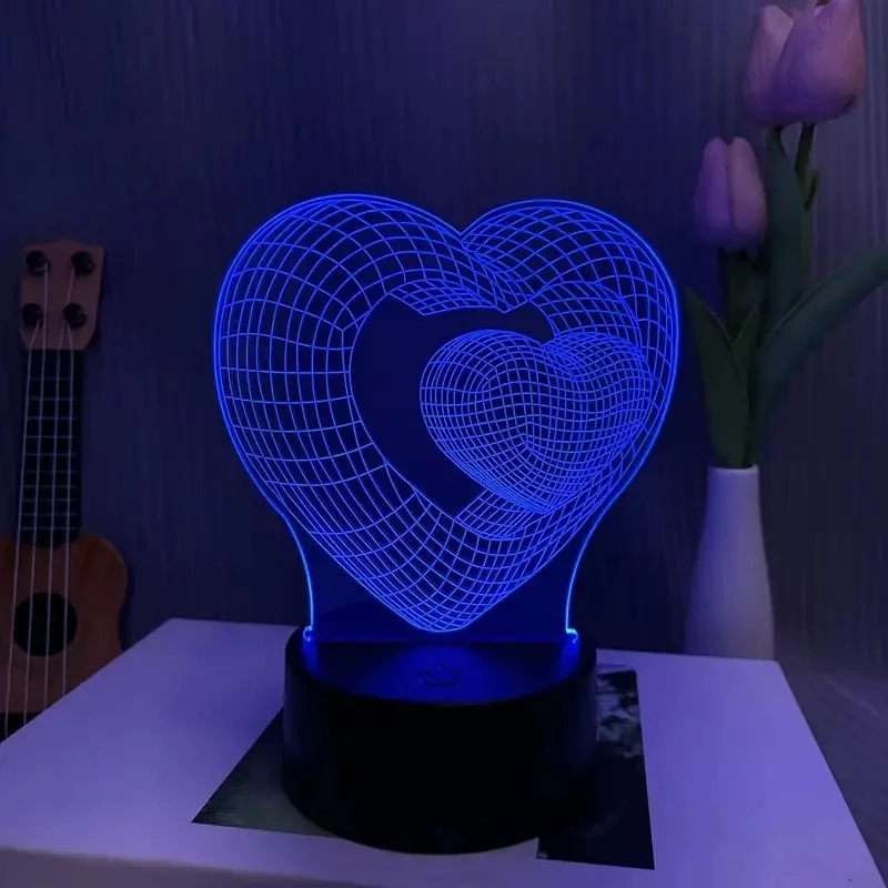 Luz de Amor Coração a Coração Luz Nocturna 3D Touch 7 Mudanças de Cor