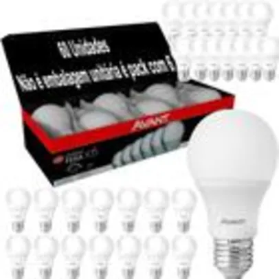 (R$1,66 cada) Kit 60 Lâmpada Led 9w Bulbo Soquete E27 Bivolt Casa Comércio