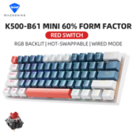 Mini Teclado Mecânico Machenike K500-B61 Formato 60% com Fio Teclas Removíveis Retroiluminaç