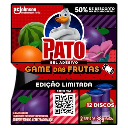 (REC)Pato Desodorizador Sanitário Gel Adesivo Edição Limitada Game das Frutas Refil 12 Discos promocional