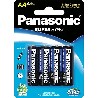 [+ por - R$4,11] Panasonic UM-3SHS - Pilha Comum AA, Tensão 1,5 Volts, Embalagem com 4 pilhas