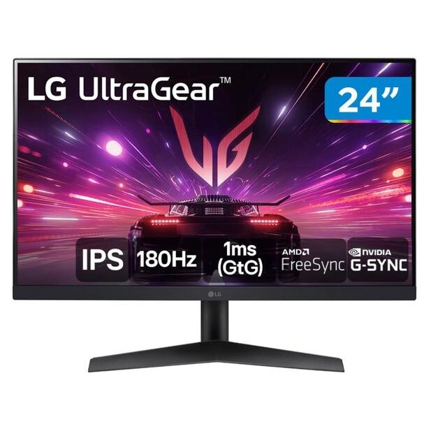 Monitor Gamer 180Hz UltraGear 1ms LG 24GS60F-B.AWZM 24" Full HD IPS HDMI DisplayPort FreeSync 24GS60F-B