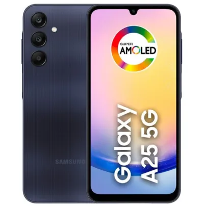 Smartphone Samsung Galaxy A25 5G 256GB 8GB RAM, Tela 6.5 Super AMOLED 120Hz, NFC, Áudio Estéreo, Suporte MicroSD, Conexão 3.5mm Estéreo P2