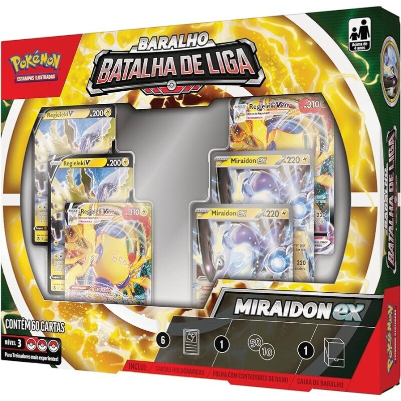 Batalha De Liga Pokémon Miraidon Ex Cor: Estampado - Copag