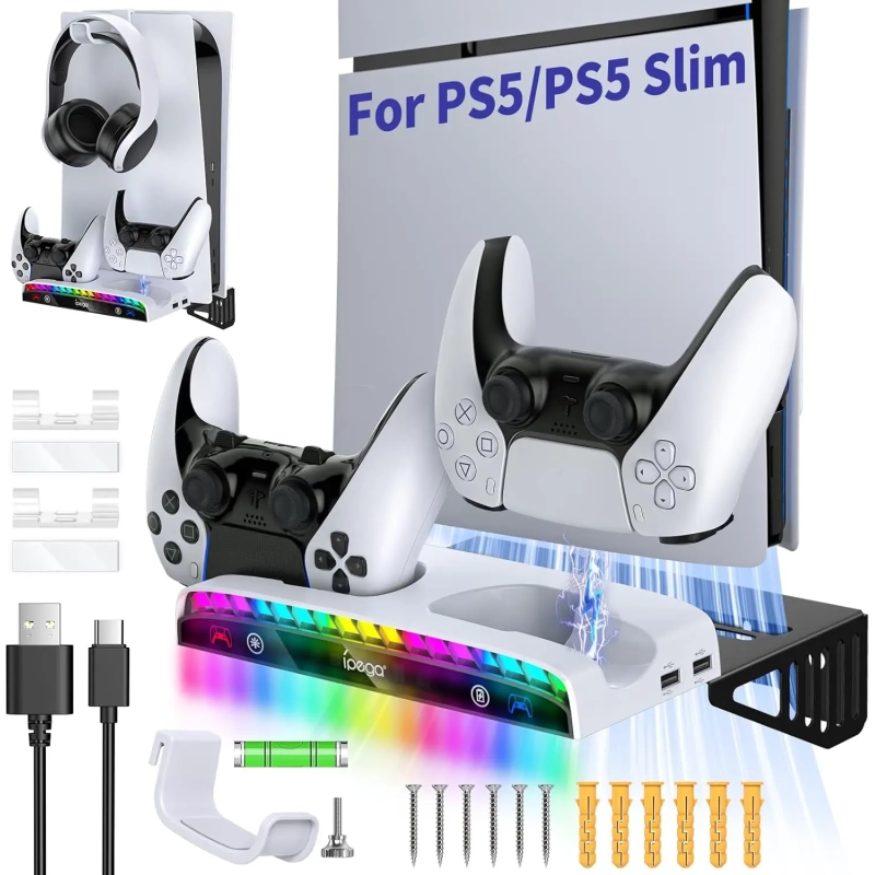 Estação de carregamento duplo para PS5 Slim Kit compatível com Playstation 5