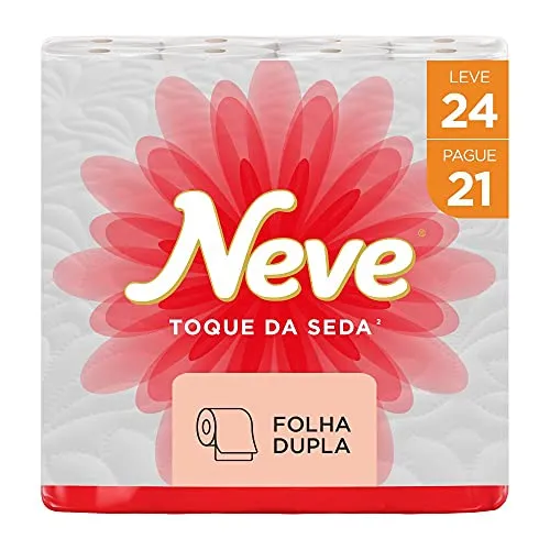 [1,41/Rolo] Neve Papel Higiênico Toque de Seda Folha Dupla, 30m, Leve 24 Pague 21 Rolos