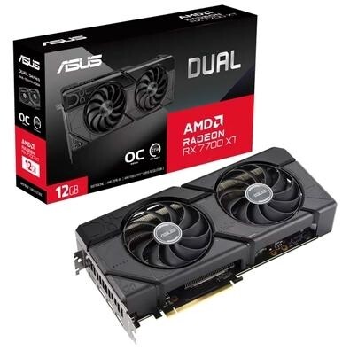 Placa de Vídeo RX 7700 XT 12G Dual OC ASUS AMD Radeon 12GB GDDR6 Ray Tracing - 90YV0JZ0-M0NA00