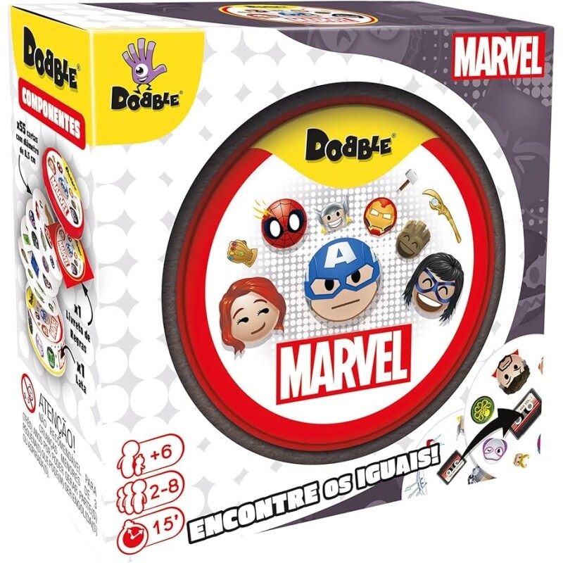 Jogo de Cartas Galápagos Dobble: Marvel Emoji 2 a 8 jogadores