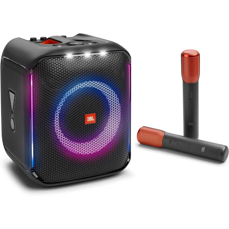 Caixa de Som + 2 Microfones Sem Fio JBL Partybox Encore Light Show Bluetooth USB 100W RMS