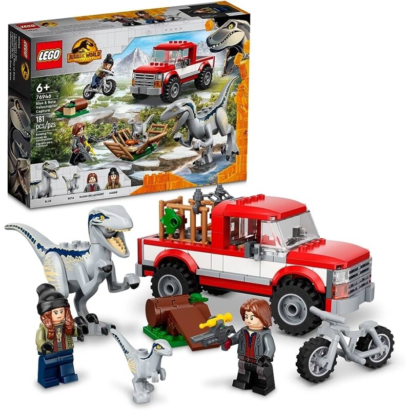 76946 LEGO Jurassic World Captura dos Velociraptores Blue e Beta; Kit de Construção (181 peças)