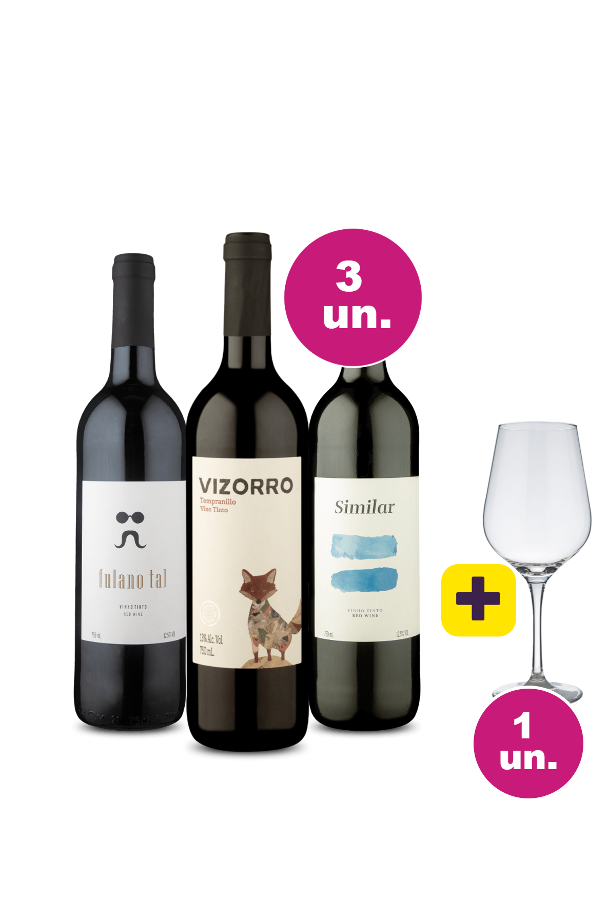 Kit 3 Vinhos por 99 - Europeus Tintos + Taça Cristal Grátis | Wine