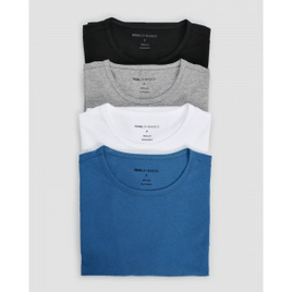 Kit Camiseta Masculina 4 Peças Regular Gola Redonda Pool Basics