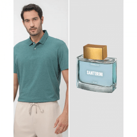 Kit perfume masculino Santorini deo colônia 90ml Fiorucci + camisa polo legacy regular verde Pool Basics