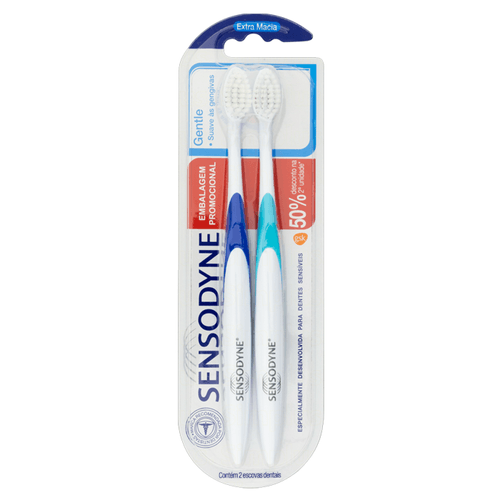 Kit Sensodyne Gentle Escova de Dente Extra Suave Dentes Sensíveis - 2 Unidades