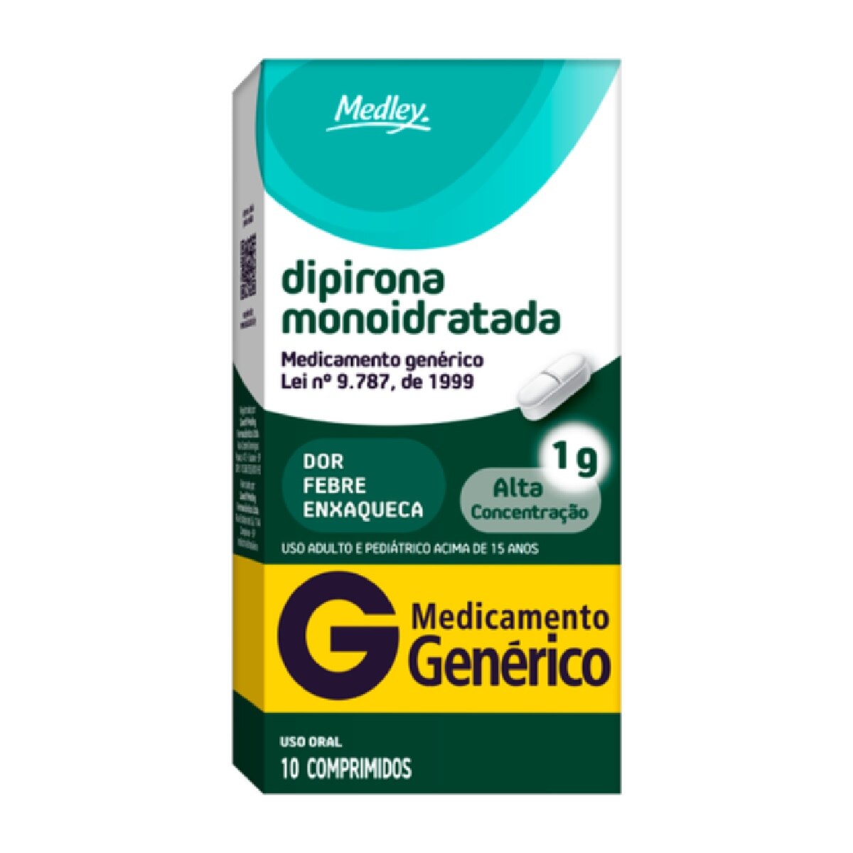 Dipirona Monoidratada 1g 10 Comprimidos Medley Generico