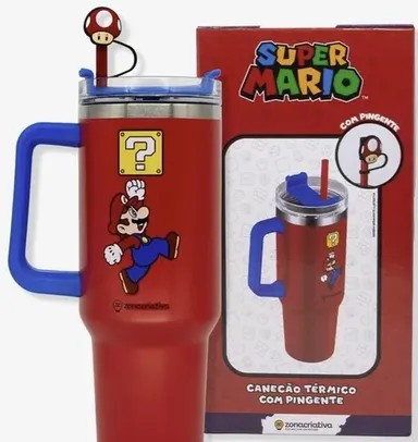 Canecão Térmico Tumbler Super Mario Vermelho 1,15L Aço Inox - Zona Criativa