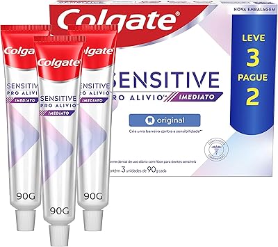 (REC)Colgate Creme dental para dentes sensíveis Sensitive Pro Alivio Imediato Original, para alívio imediato, Leve 3 Pague 2, 90g