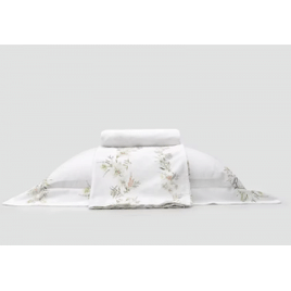 Jogo de cama king 4 peças cetim Vision floral Orquídea 300 fios branco | Buddemeyer