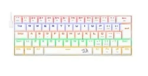 Teclado Mecânico Gamer Redragon Lakshmi Lunar White, Rainbow, Switch Blue, Layout 60%, ABNT2, Branco - K606W-R (PT-BLUE)