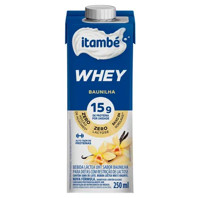 Bebida Láctea UHT Sabor Baunilha Zero Lactose Itambé Whey 250ml