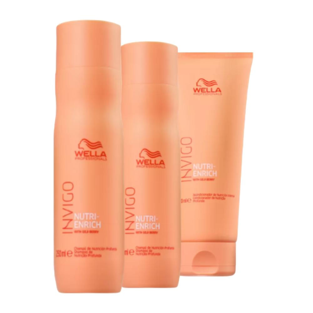 Kit Wella Shampoo Nutri-Enrich 250g, Shampoo Nutri-Enrich 250g, Condicionador Nutri-Enrich 200ml (3 Produtos) Kit