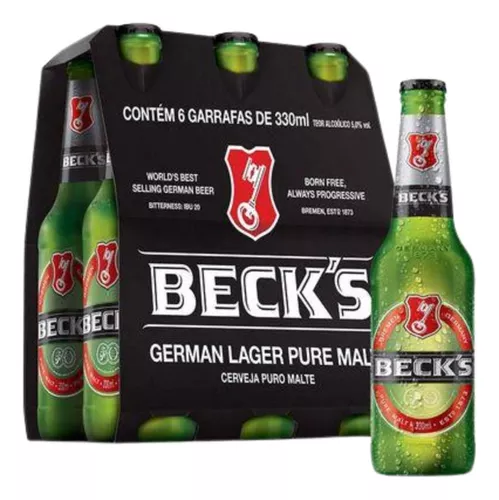 2 Pack Cerveja Alemã Becks Garrafa 330ml Com 6 Unidades