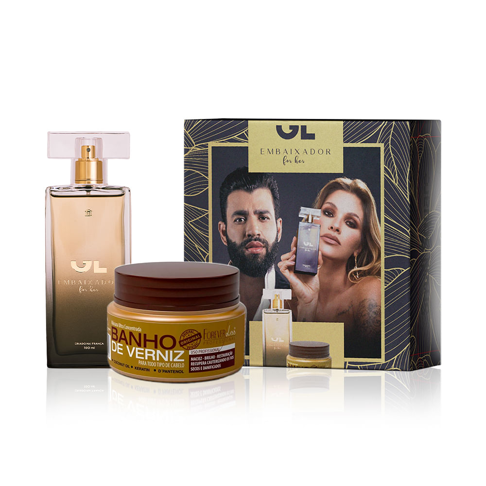 Kit Desodorante Colônia GL Embaixador For Her EDT 100ml + Máscara Capila Forever Liss 40g