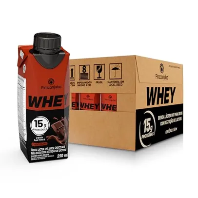 (REC=4,99 cada) Pack de Whey Zero Lactose Chocolate 15g Piracanjuba 250ml - 12 Unidades