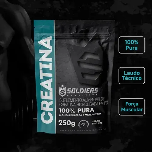 Creatina Monohidratada 250g - 100% Pura Importada - Soldiers Nutrition