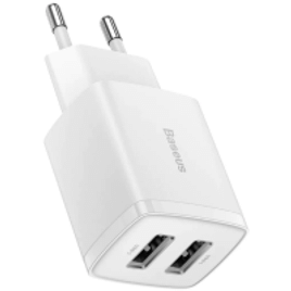 Carregador de Parede Duplo Baseus Saída USB 10.5W Universal Compacto Ultra Slim