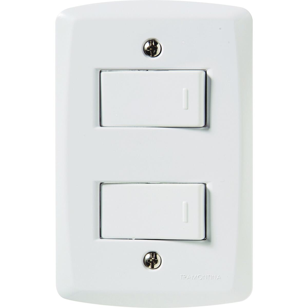 Conjunto 4X2 Lux2 Branco 2 Interruptores 10 A 250V Tramontina