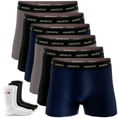 Kit 6 Cueca Sandrini Boxer Adulto