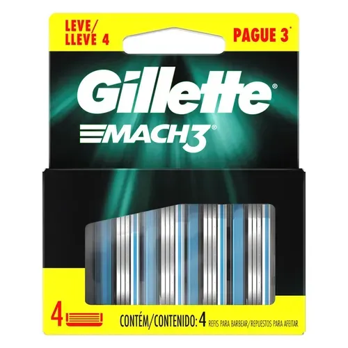 (Regional/ Levando 4) Carga de Aparelho para Barbear Gillette Mach3 4 Unidades