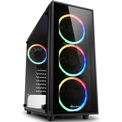 Gabinete Gamer Sharkoon TG4, RGB, Mid Tower, Lateral em Vidro Temperado, 4x Fans RGB, Preto - TG4 RGB