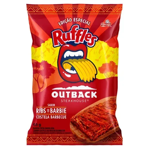 (Levando 3) Batata Frita Ondulada Costela Barbecue Elma Chips Ruffles 65g - Edição Especial Outback Steakhouse