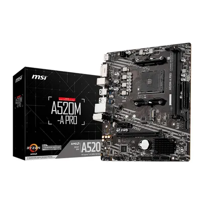 Placa Mãe MSI A520M-A PRO, AMD AM4, mATX, DDR4