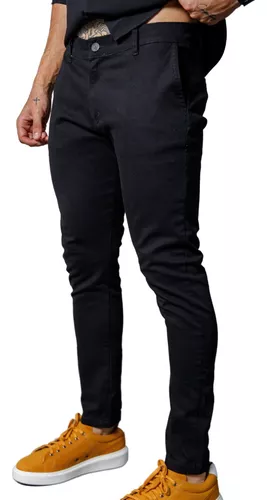 Calça Preta De Sarja Masculina Bolso Faca/embutido C/ Lycra