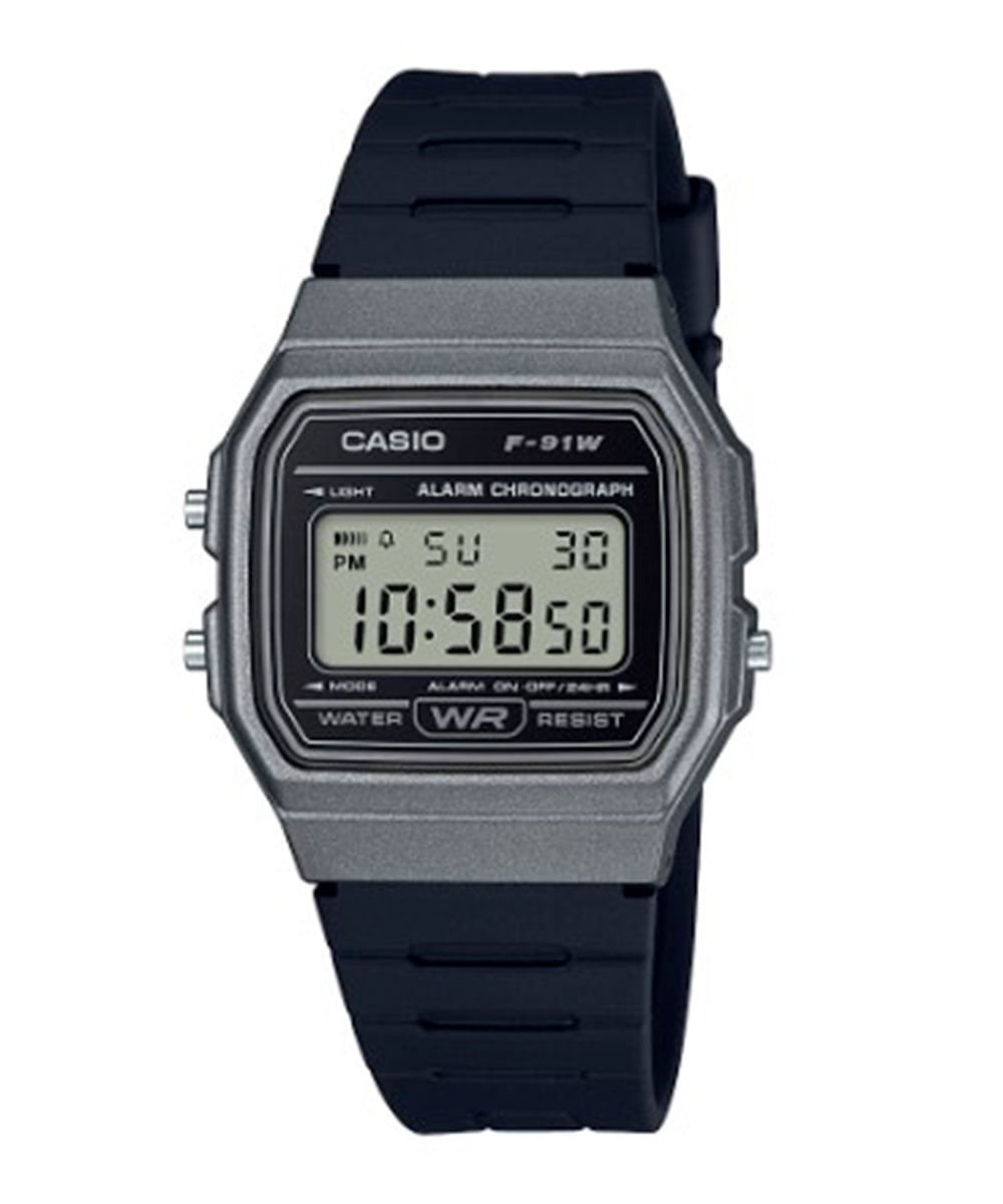 relógio casio masculino digital - f-91wm-1bdf prateado