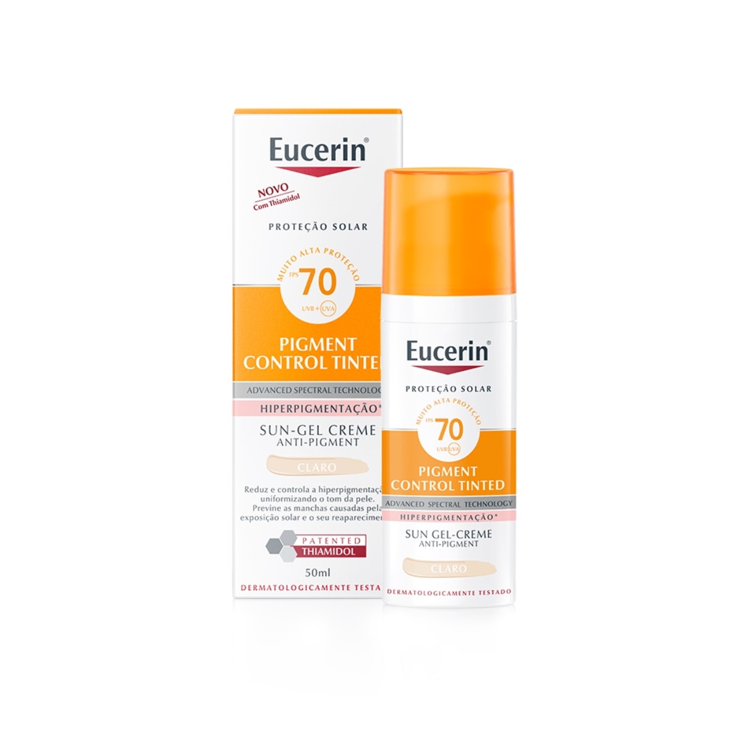 Protetor Solar Facial Eucerin Sun Pigment Control Tinted FPS70 Claro 50ml