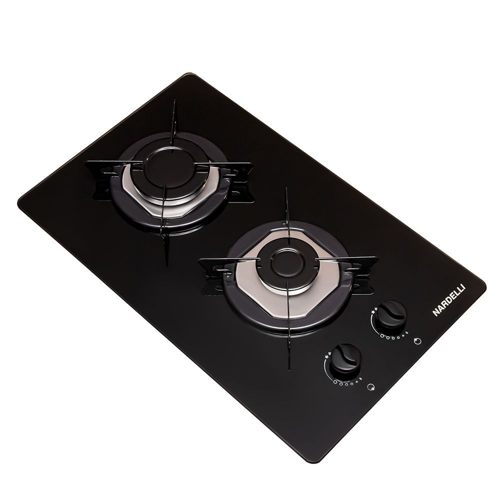 Cooktop Nardelli NV2 2 Bocas Flange Inox e Vidro Preto Bivolt