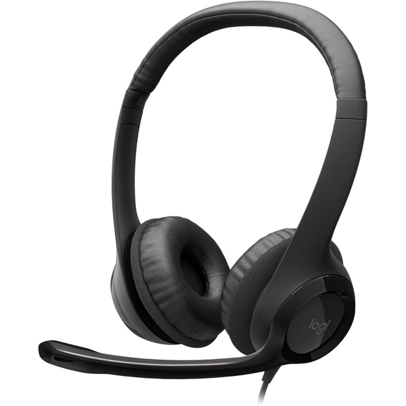 Headset Logitech H390 USB 2.0 Couro - Preto