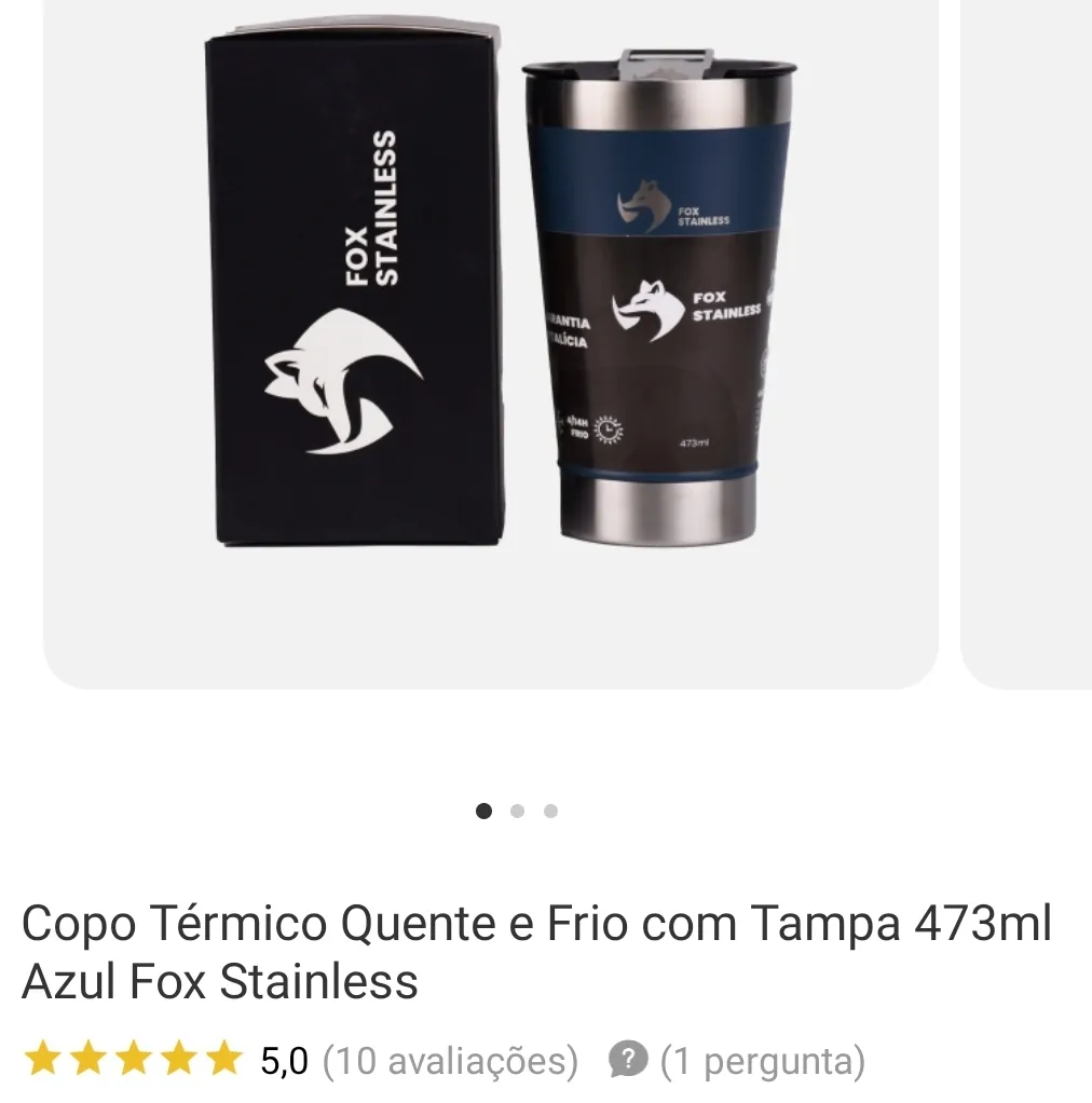 Copo térmico Fox quente/frio 473ml garantia vitalícia