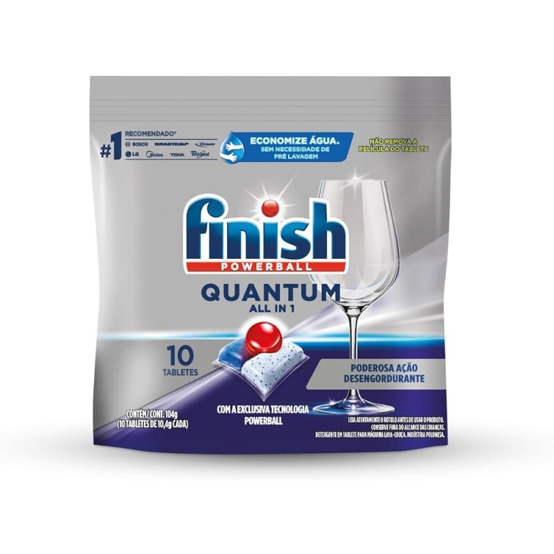 3 Pacotes Detergente para Lava Louças em tabletes Finish Quantum All in 1 com 10 unidades (30 Total)