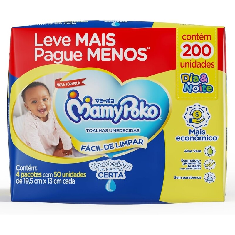 MamyPoko Lenços Umedecidos Dia&Noite 200 Unidades