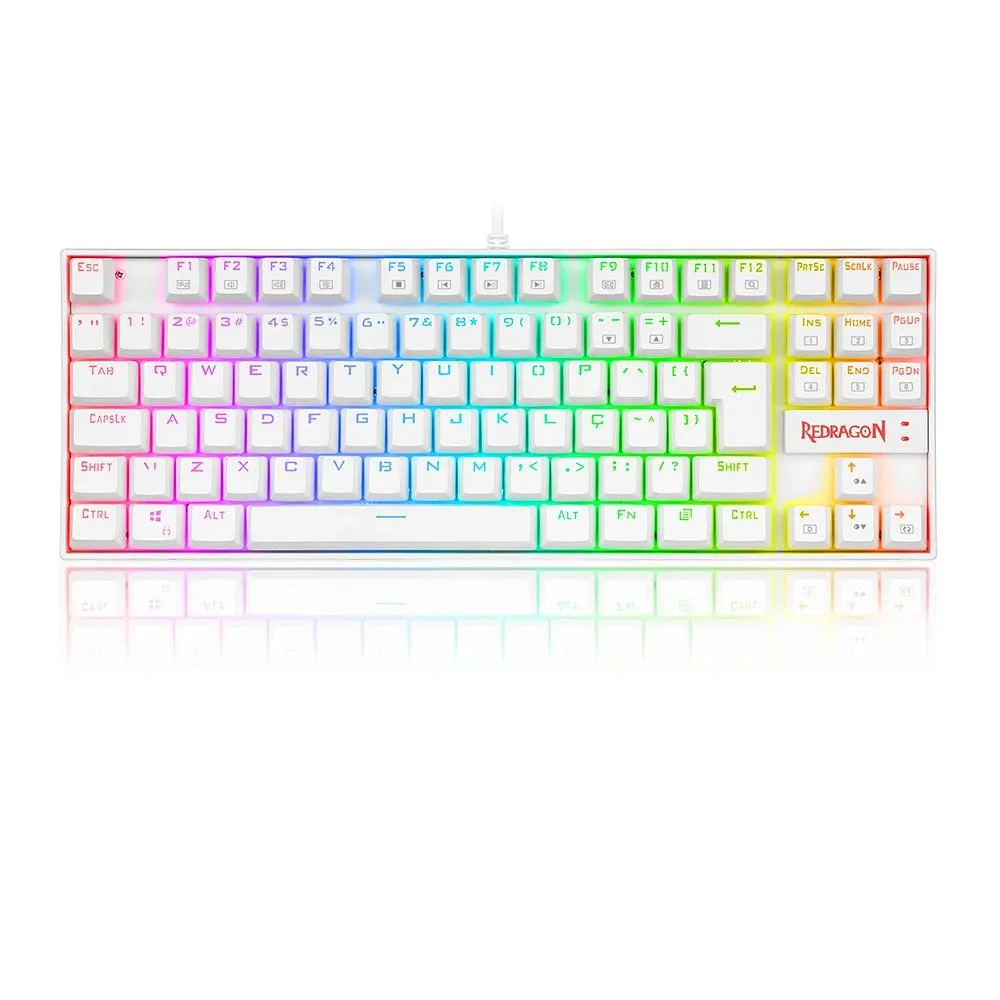 Teclado Magnético Gamer Redragon Kumara Pro, Anti-Ghosting, RGB, Switch MAGNETICO BLUE, ABNT2, Branco - K552W-RGB-PRO (PT-BLUE)