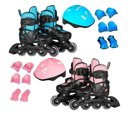 Patins Roller Infantil Ajustável Com Kit Proteção Completo