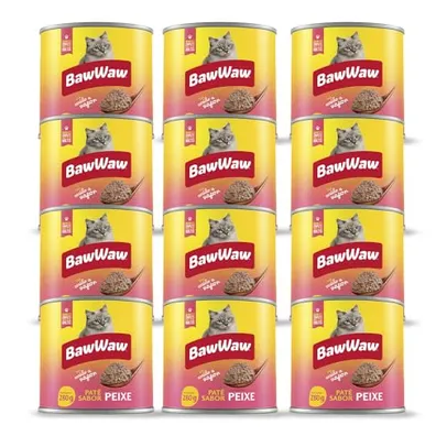 Pack de Patê Baw Waw Para Gatos Sabor Peixe - 12 unidades 280g