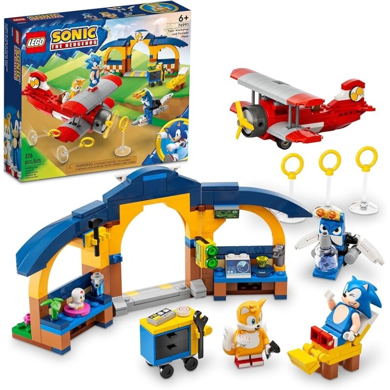 LEGO Set Sonic 76991 A Oficina de Tails e o Aviao Tornado 376 peças